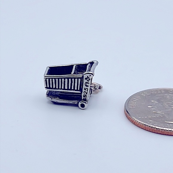 925 Sterling Silver Grocery Cart Charm - Picture 2 of 3